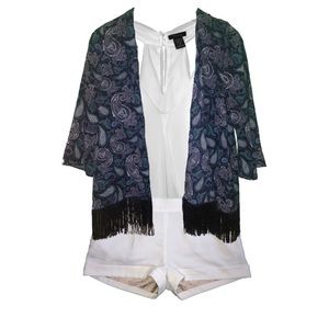 Blue Sapphire Combo Fringe Kimono